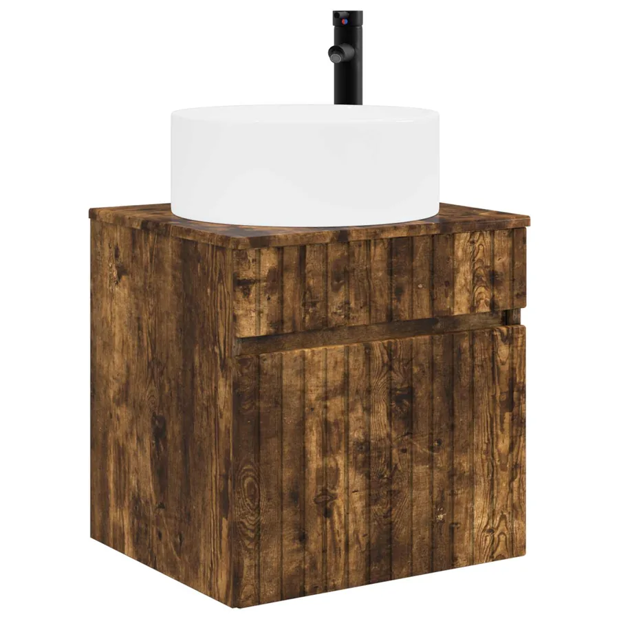 Meuble de lavabo mural Chêne fumé 49 x 44,5 x 65,5 cm - 2