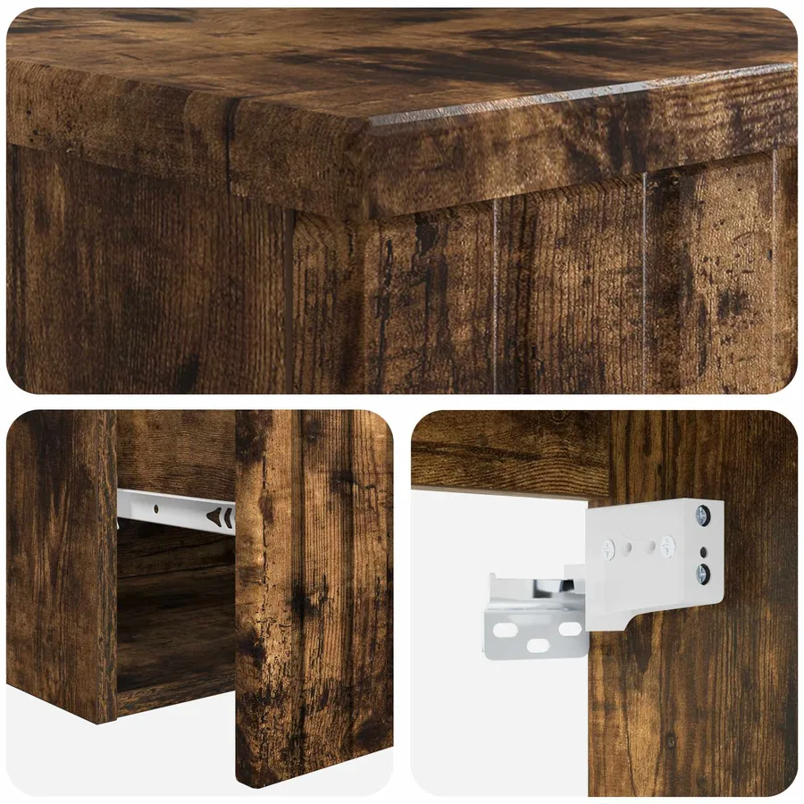 Meuble de lavabo mural Chêne fumé 49 x 44,5 x 65,5 cm - 5