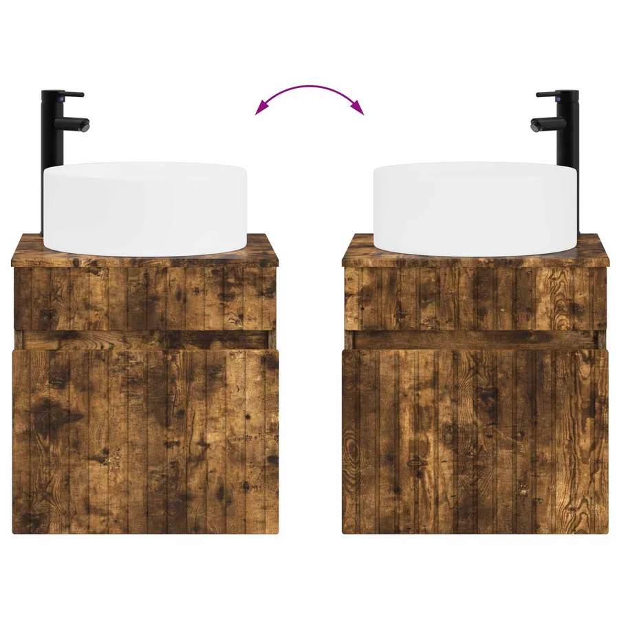 Meuble de lavabo mural Chêne fumé 49 x 44,5 x 65,5 cm - 7
