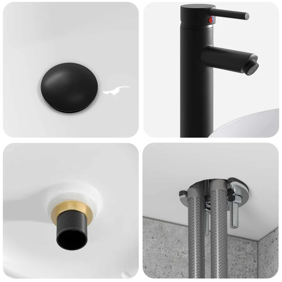 Meuble de lavabo mural Gris béton 49 x 44,5 x 65,5 cm - 6