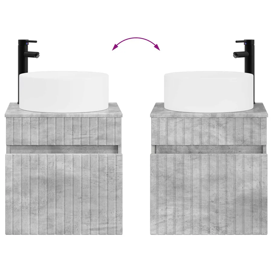 Meuble de lavabo mural Gris béton 49 x 44,5 x 65,5 cm - 7