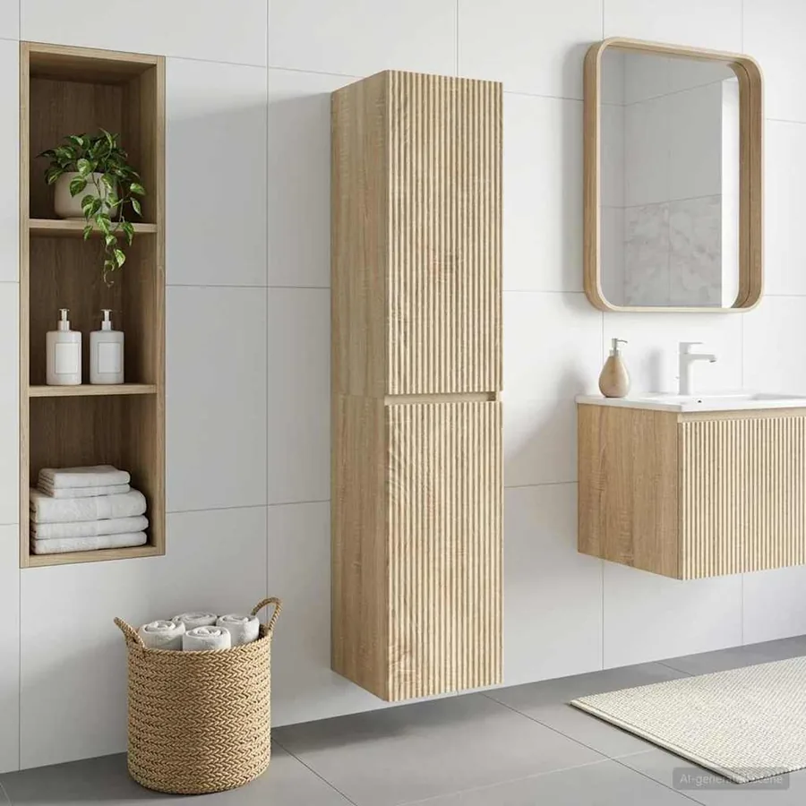 Cabinet de Salle de Bain Mural Chêne Sonoma 33 x 34,5 x 160 cm