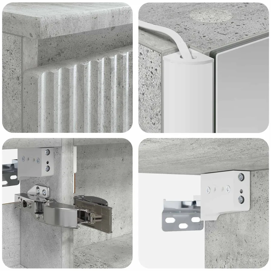 Ensemble d'armoire de salle de bain 5 pcs Gris béton - 10