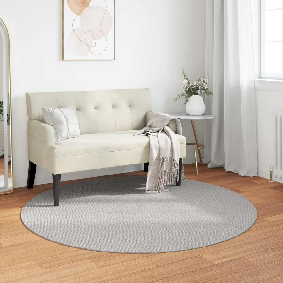 Tapis de surface Rond LUGO Crème et gris Ø 160 CM Polyester