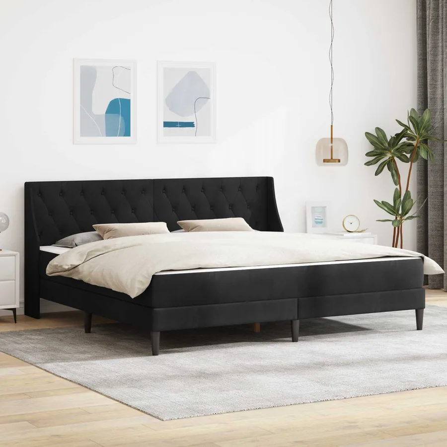 Cadre de lit avec matelas Noir 200 x 200 cm Velours