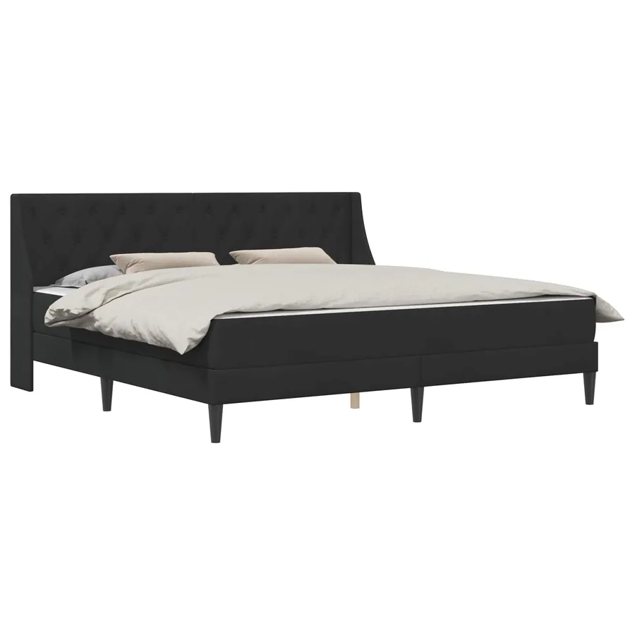 Cadre de lit avec matelas Noir 200 x 200 cm Velours - 2
