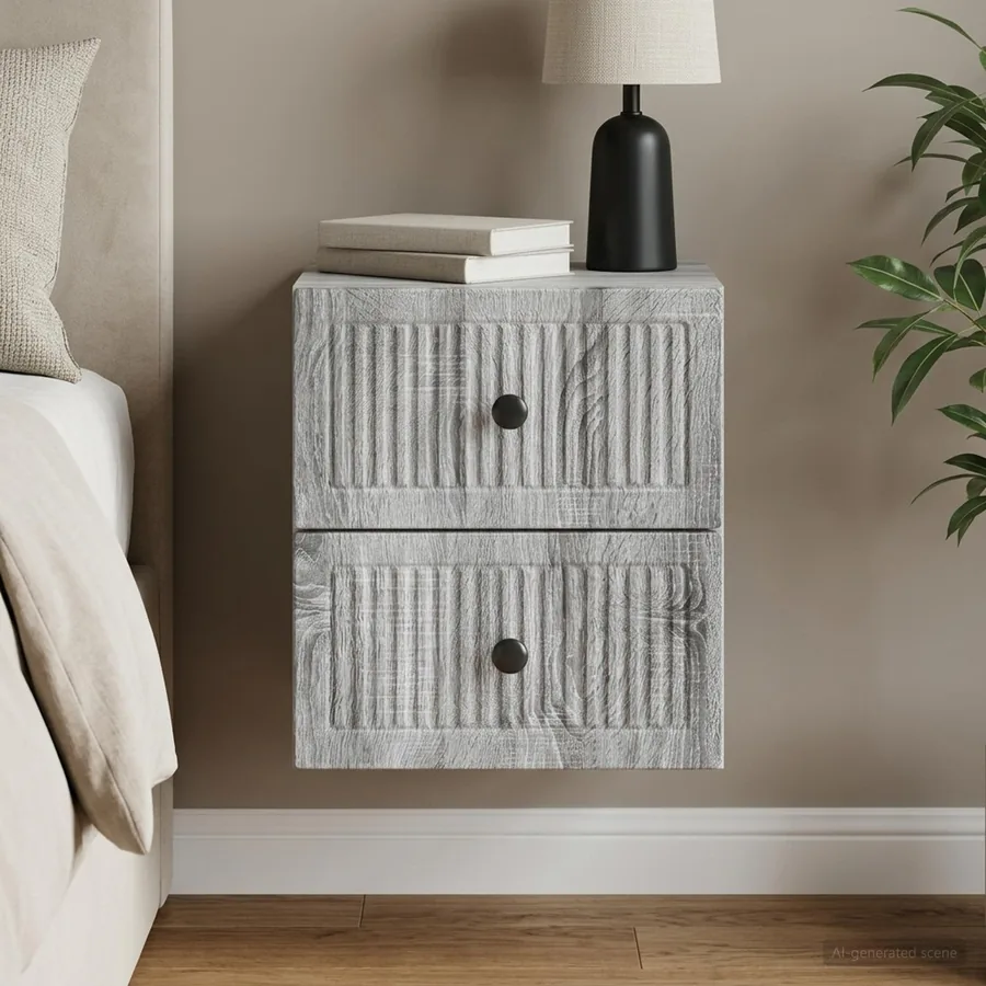 Cabinet de chevet mural Sonoma gris 33 x 34,5 x 40 cm