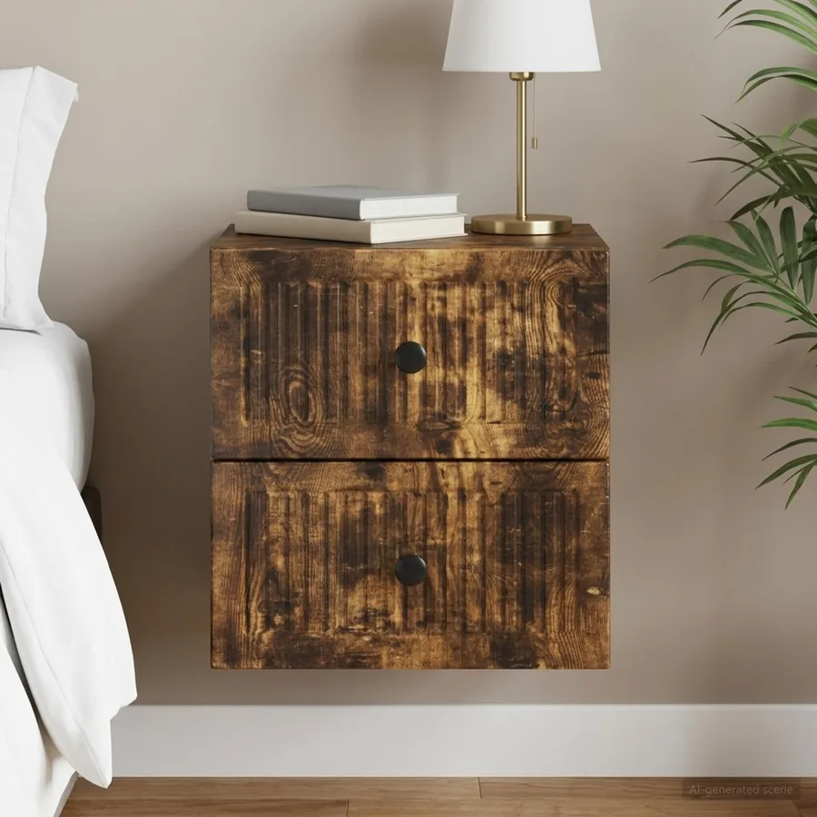 Cabinet de chevet mural Chêne fumé 33 x 34,5 x 40 cm