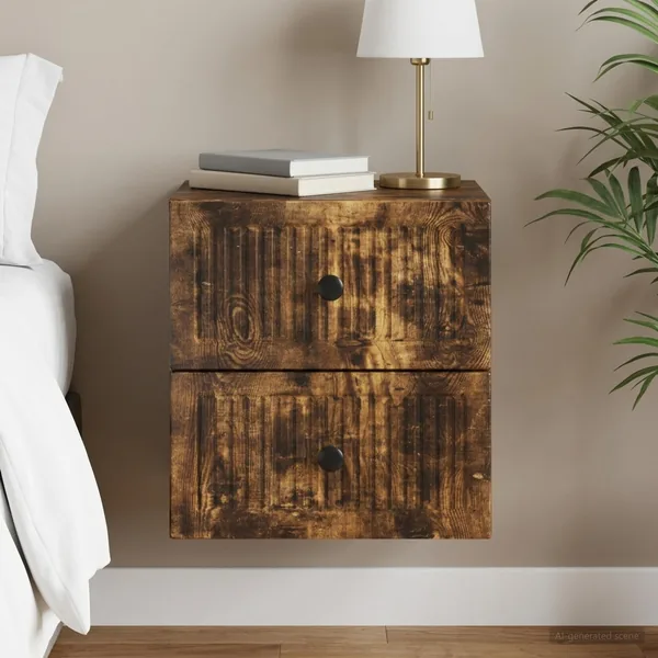 Cabinet de chevet mural Chêne fumé 33 x 34,5 x 40 cm