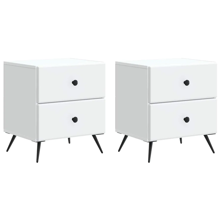 Cabinet de chevet avec tiroir 2 pcs Blanc 43 x 34,5 x 47,5 cm - 2