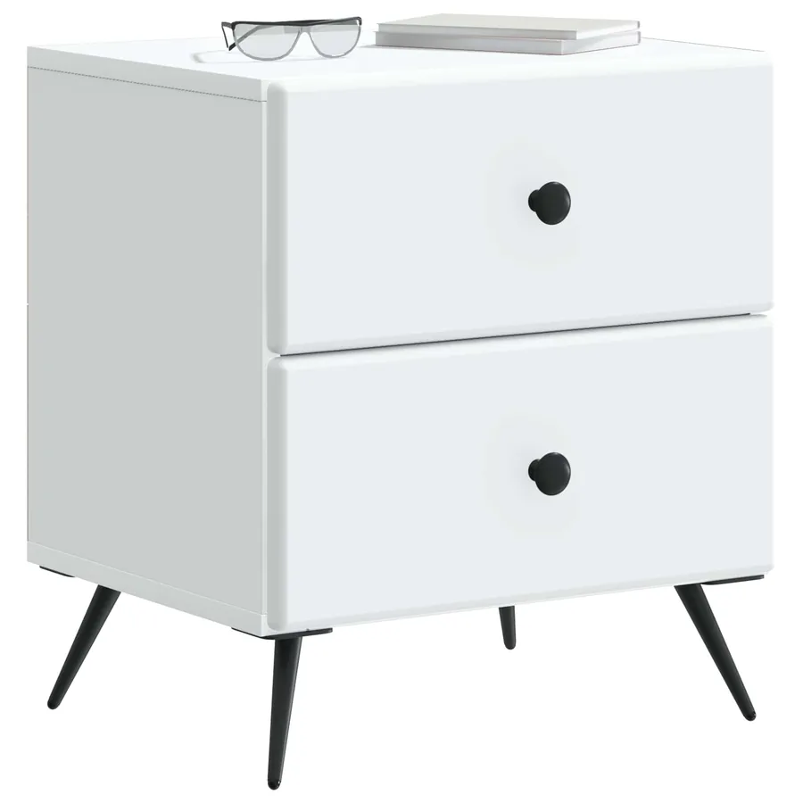 Cabinet de chevet avec tiroir 2 pcs Blanc 43 x 34,5 x 47,5 cm - 3