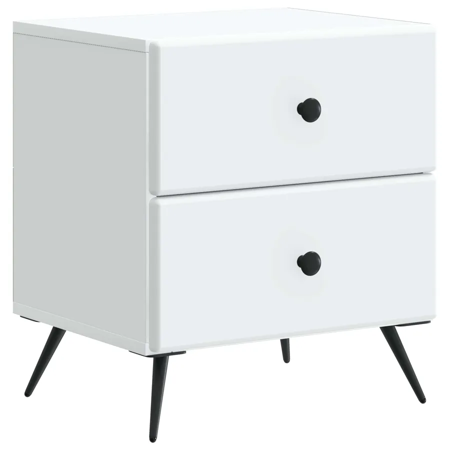 Cabinet de chevet avec tiroir 2 pcs Blanc 43 x 34,5 x 47,5 cm - 5