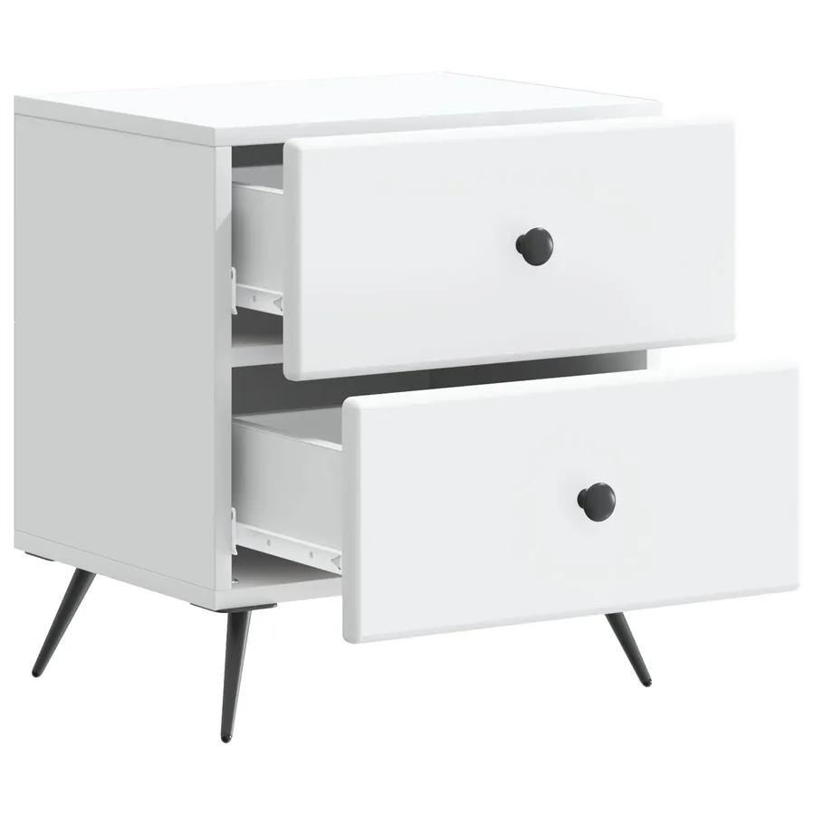 Cabinet de chevet avec tiroir 2 pcs Blanc 43 x 34,5 x 47,5 cm - 6