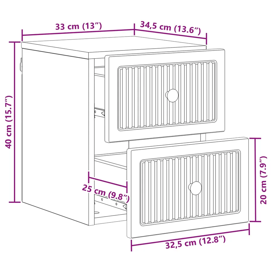 Cabinet de chevet mural Chêne Sonoma 33 x 34,5 x 40 cm - 10