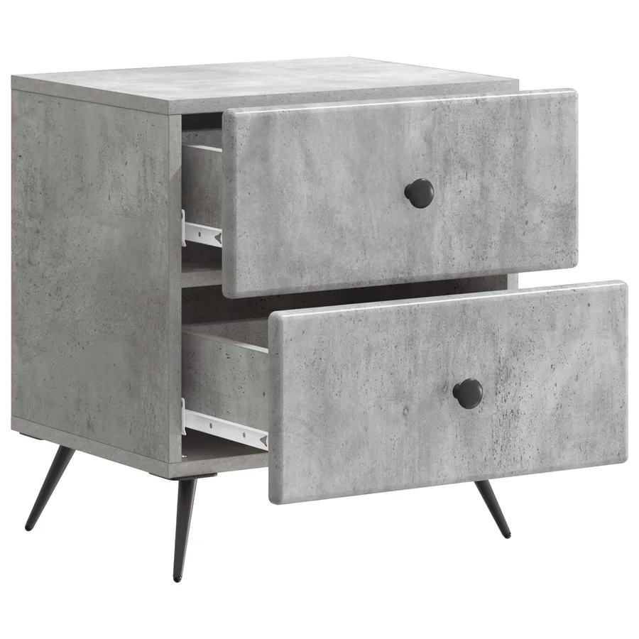 Cabinet de chevet 2 pcs Gris béton 43 x 34,5 x 47,5 cm - 6