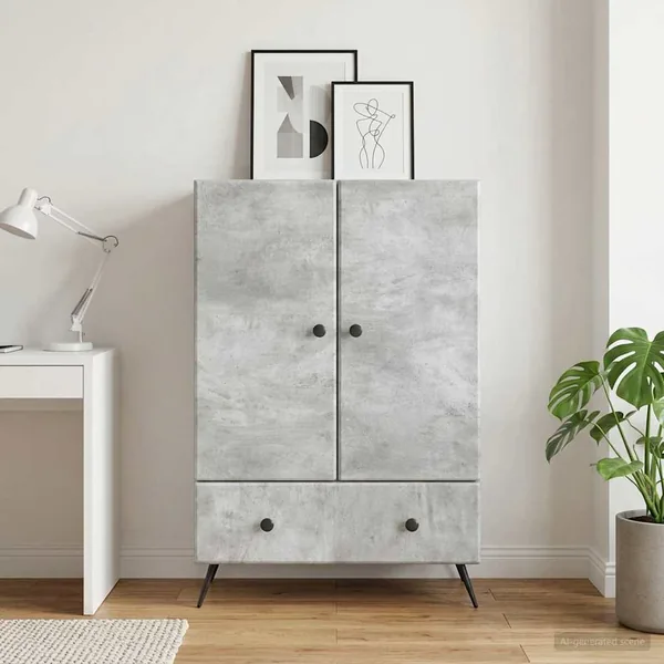 Buffet Gris béton 66 x 34,5 x 95 cm Bois d'ingénierie