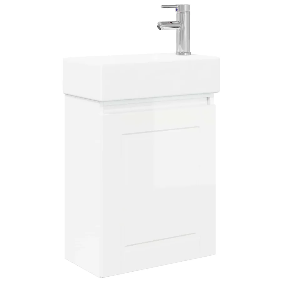 Meuble de salle de bain avec robinet Blanc brillant - 2