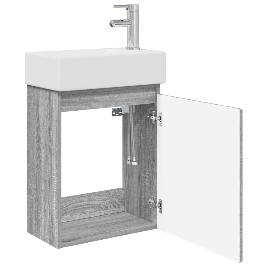 Meuble de salle de bain avec robinet Sonoma gris - 4