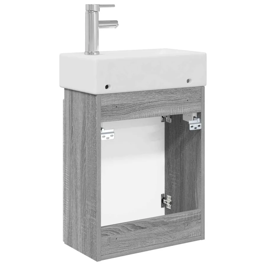Meuble de salle de bain avec robinet Sonoma gris - 7