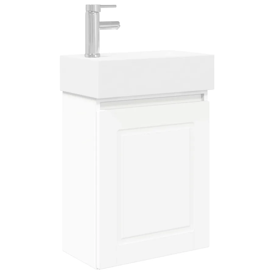 Meuble de salle de bain avec robinet Blanc 45,5 x 22,5 x 84 cm - 2