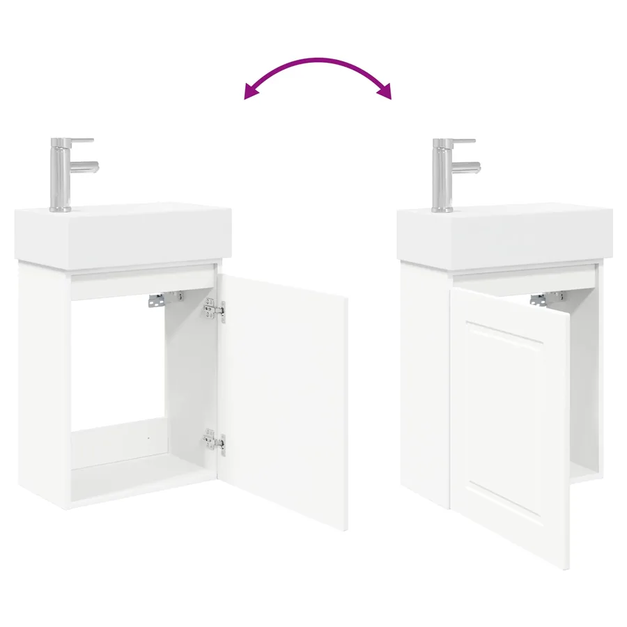 Meuble de salle de bain avec robinet Blanc 45,5 x 22,5 x 84 cm - 9