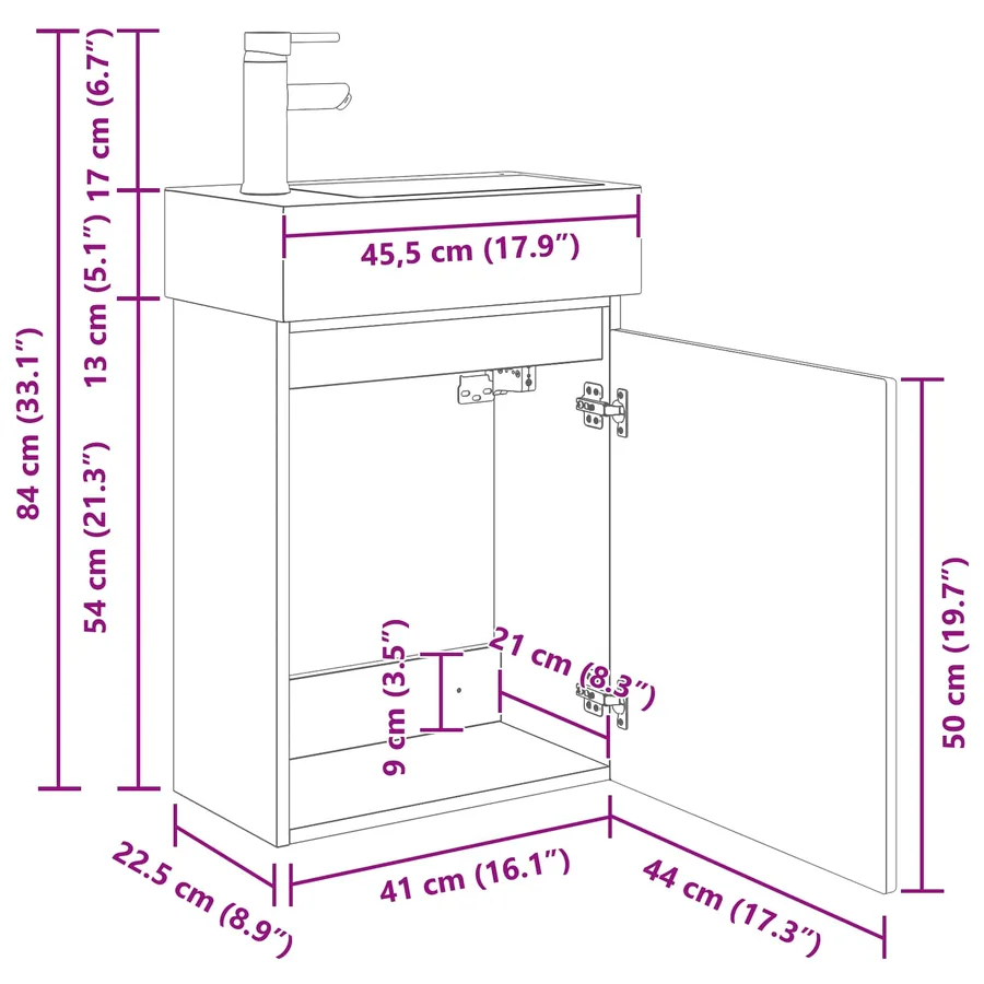 Meuble de salle de bain avec robinet Chêne Sonoma - 10