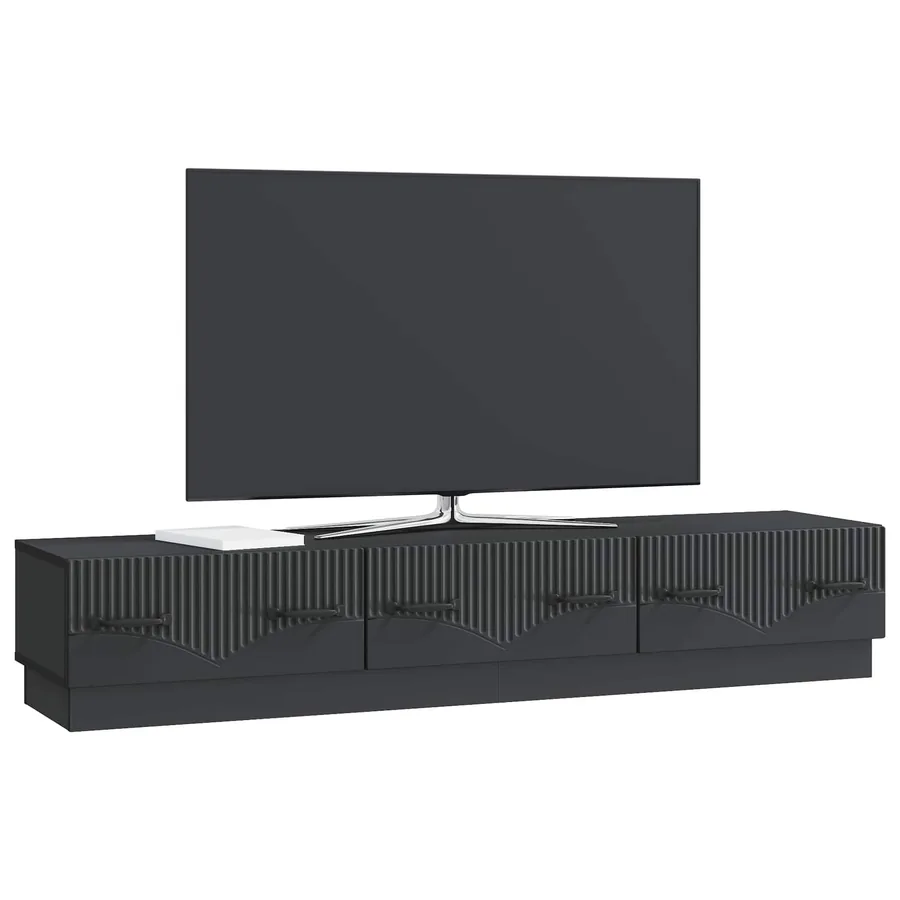 Meuble TV avec tiroir Noir 147 x 34,5 x 27 cm Bois d'ingénierie - 3