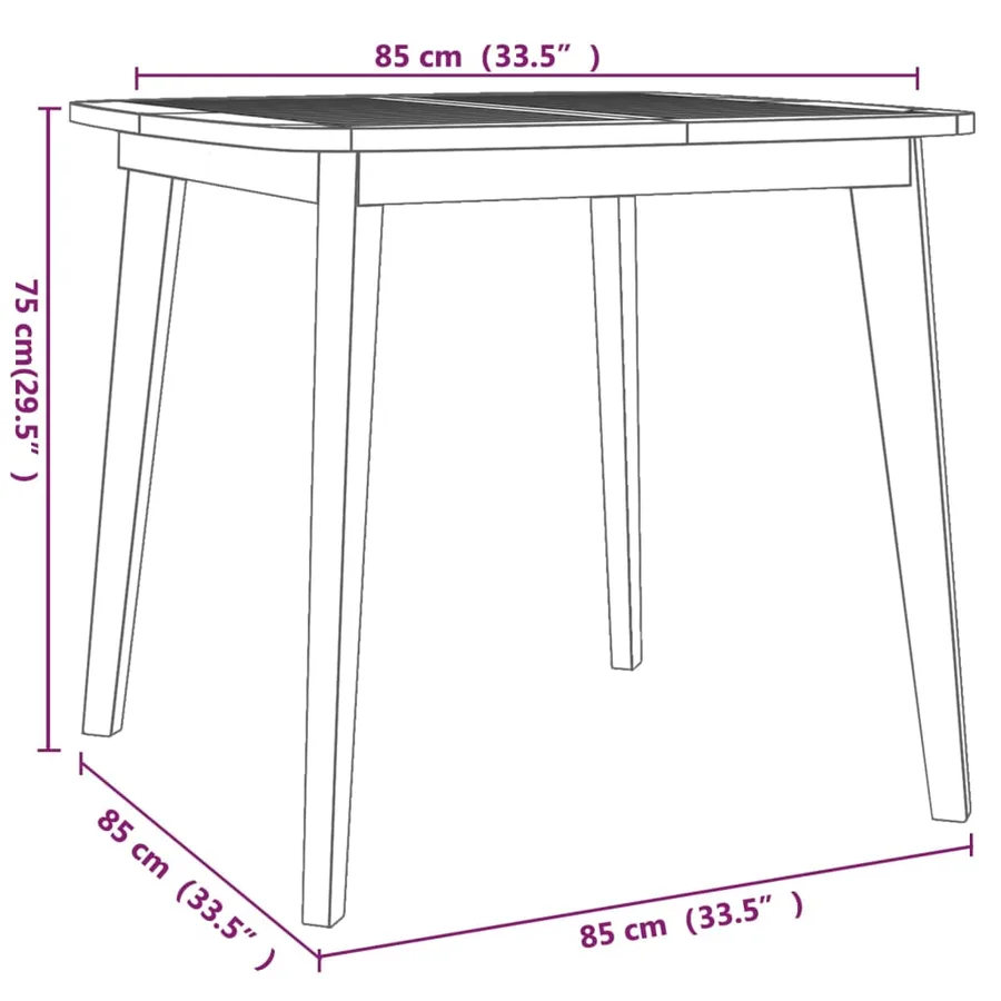 Table de jardin 85x85x75 cm Bois d'acacia solide - 8