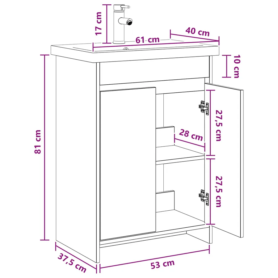 Ensemble de mobilier de salle de bain Chêne Sonoma - 11