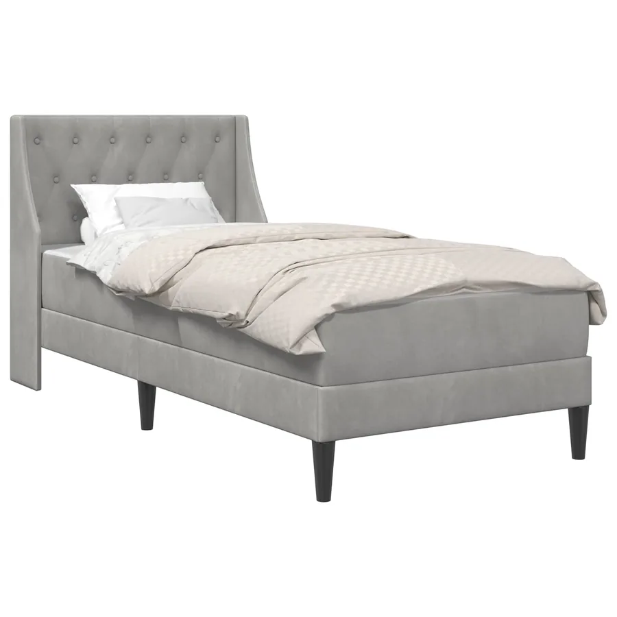 Cadre de lit avec matelas Gris clair 80 x 200 cm Velours - 2