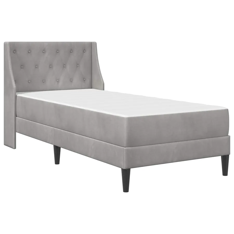 Cadre de lit avec matelas Gris clair 80 x 200 cm Velours - 3