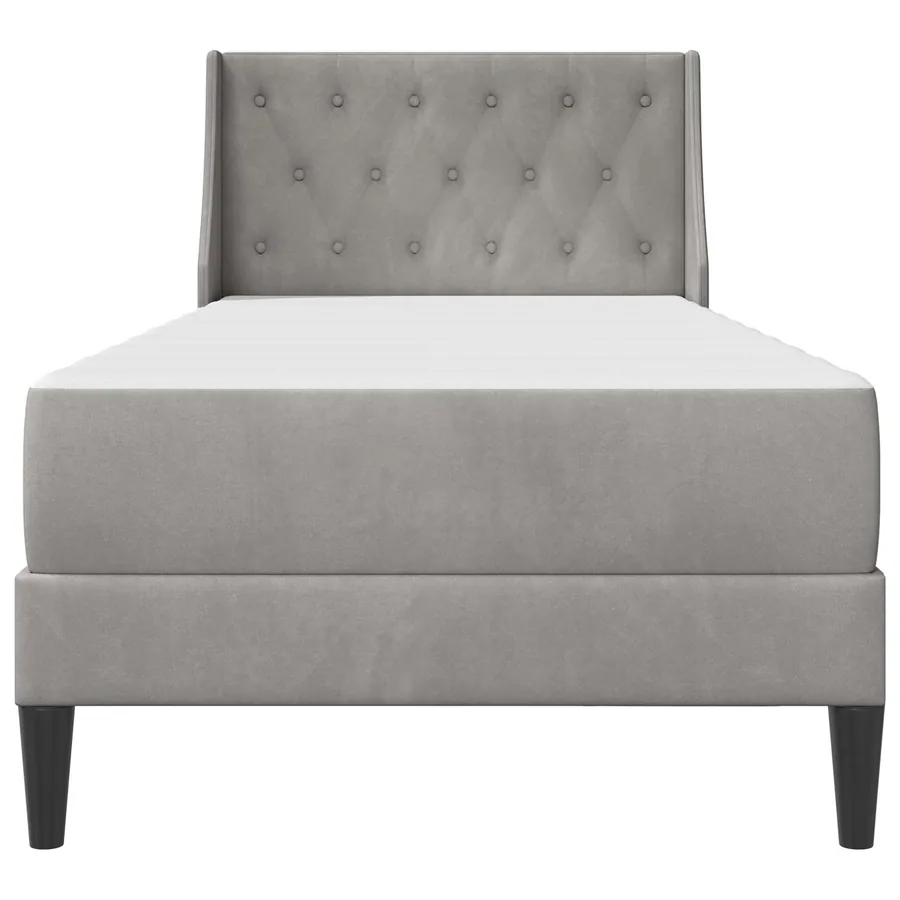 Cadre de lit avec matelas Gris clair 80 x 200 cm Velours - 6
