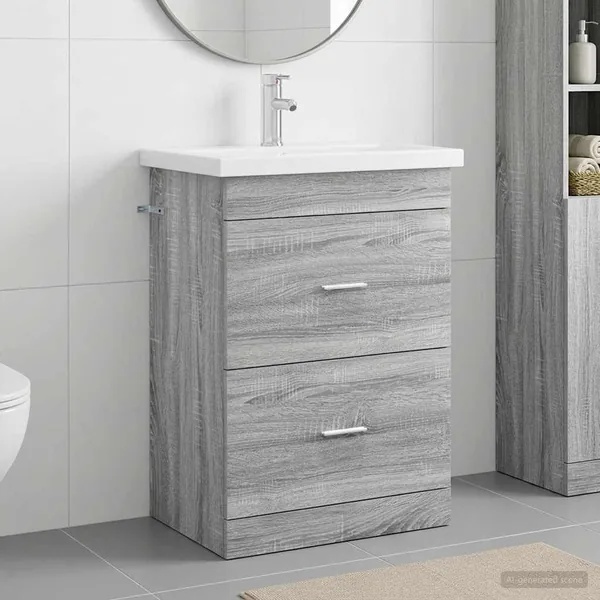Ensemble de mobilier de salle de bain Sonoma gris