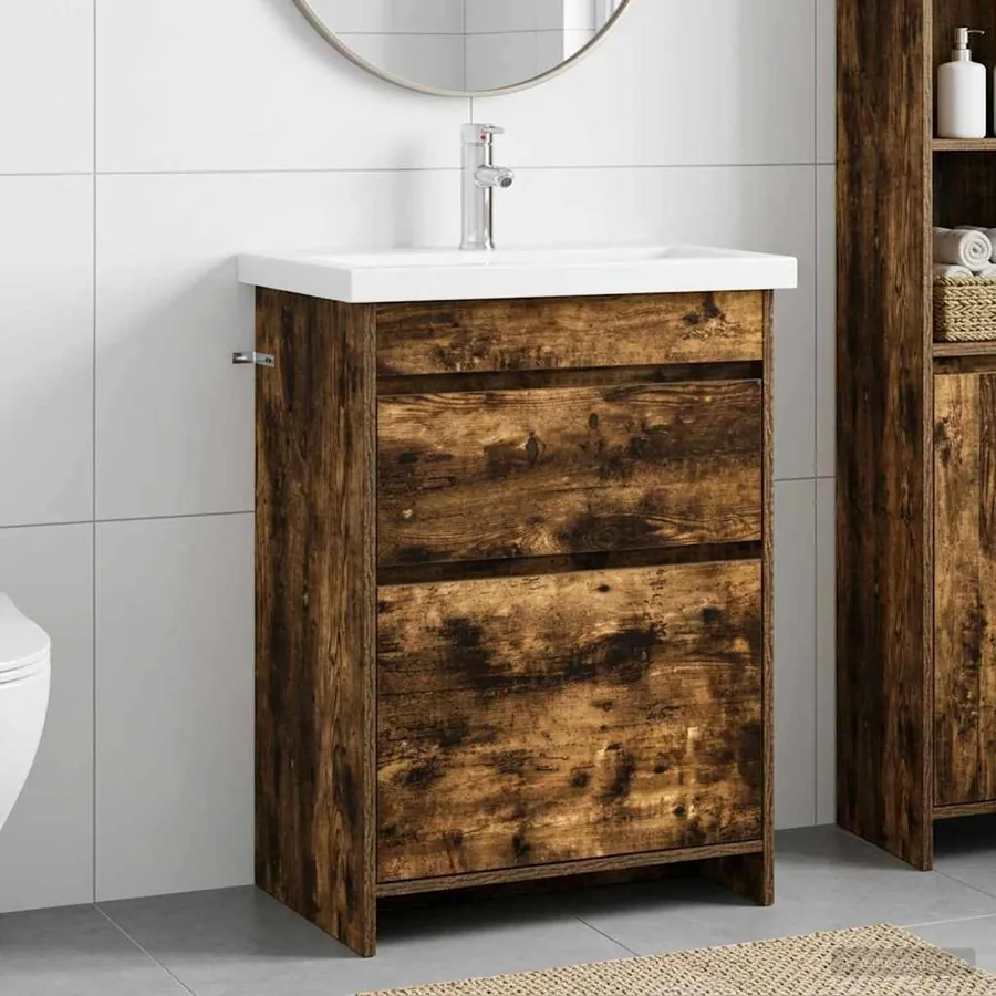 Ensemble de mobilier de salle de bain Chêne fumé