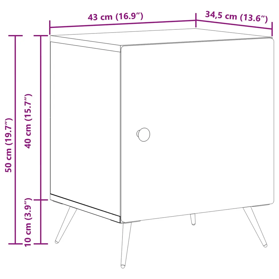Cabinet de chevet 2 pcs Gris béton 43 x 34,5 x 50 cm - 13