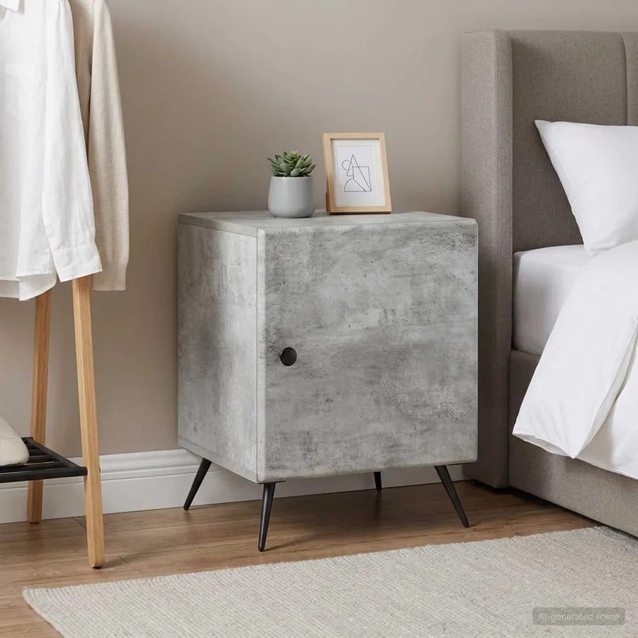 Cabinet de chevet 2 pcs Gris béton 43 x 34,5 x 50 cm - 4