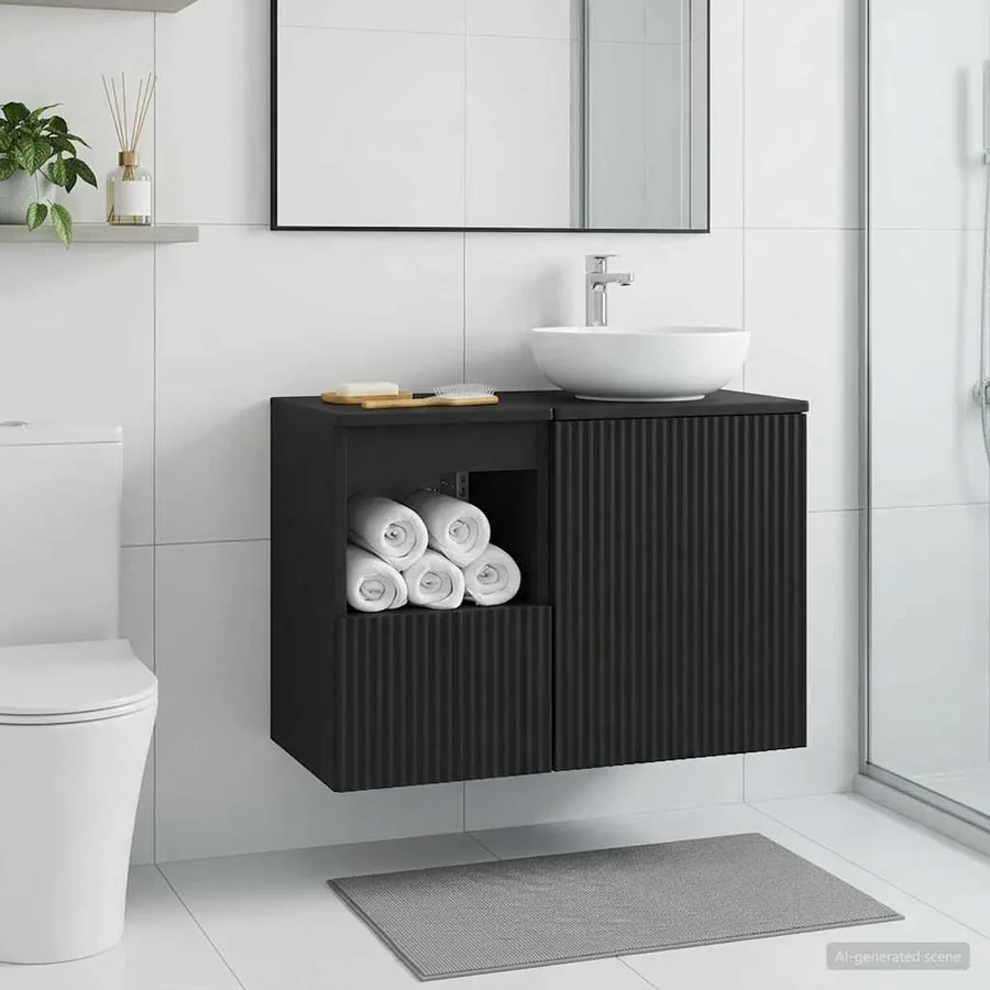 Armoire de salle de bain Noir 30 x 41 x 50 cm Bois d'ingénierie