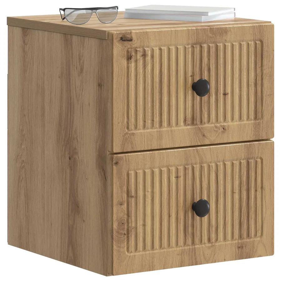 Cabinet de chevet mural Chêne artisanal 33 x 34,5 x 40 cm - 3