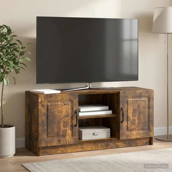 Meuble TV Chêne fumé 102 x 34,5 x 47 cm Bois d'ingénierie