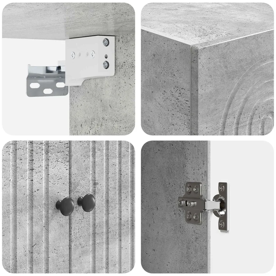 Armoire Murale Gris béton 59 x 31 x 60 cm Bois d'ingénierie - 7