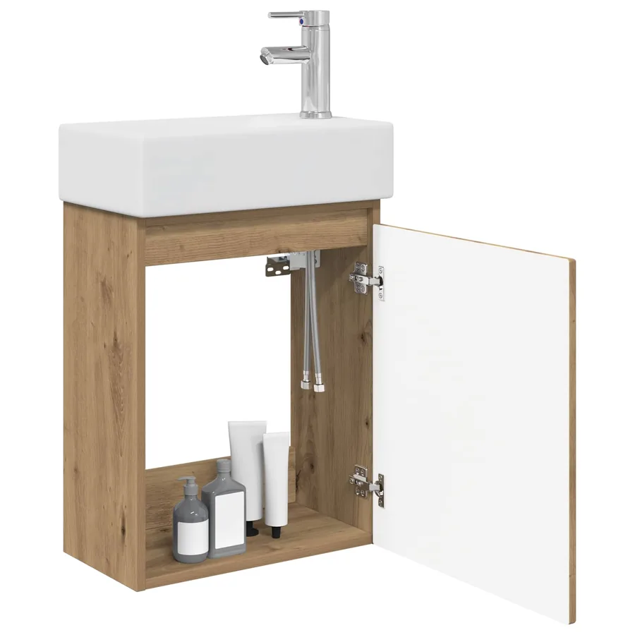 Meuble de salle de bain avec robinet Chêne artisanal - 3