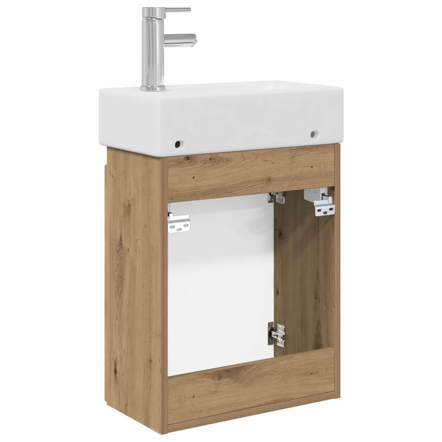 Meuble de salle de bain avec robinet Chêne artisanal - 7