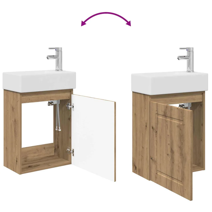 Meuble de salle de bain avec robinet Chêne artisanal - 9