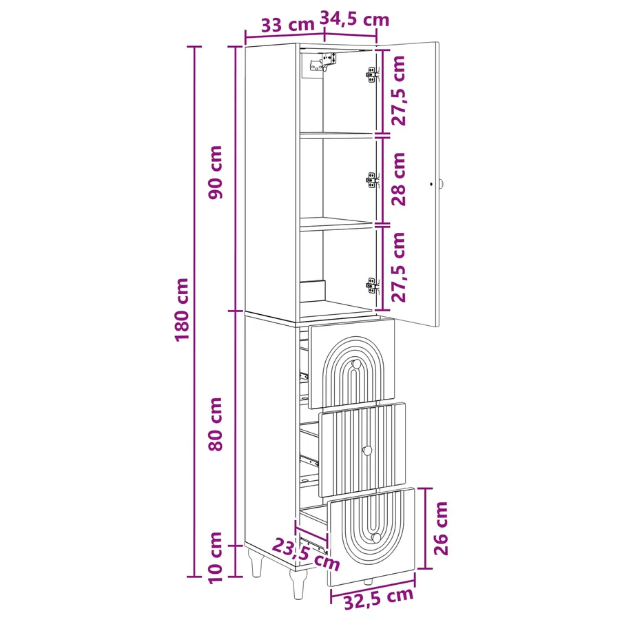 Ensemble de Meubles 2 pcs 33 x 34,5 x 90 cm Bois d'ingénierie - 9
