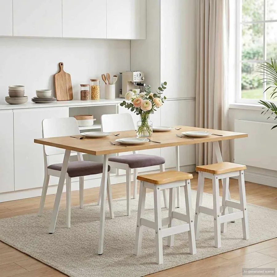 Tabouret de bar haut EKAI 2 pcs Blanc 40 x 29 x 63 cm