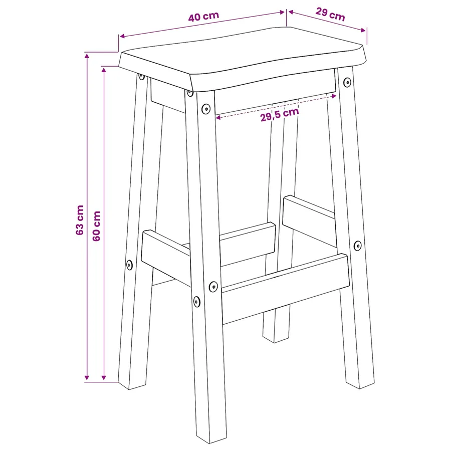 Tabouret de bar haut EKAI 2 pcs Blanc 40 x 29 x 63 cm - 9