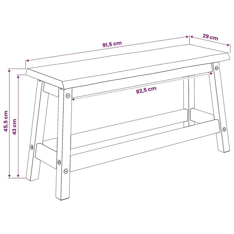 Banc de salle à manger EKAI Noir 91,5 x 29 x 45,5 cm - 8