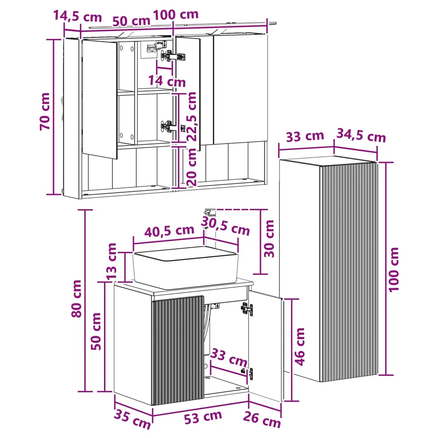 Ensemble de mobilier de salle de bain 4 pcs Chêne fumé - 13