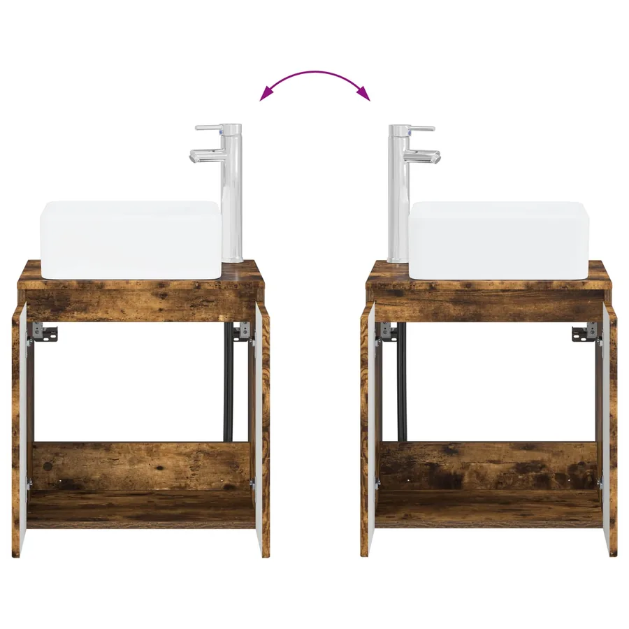 Ensemble de mobilier de salle de bain 4 pcs Chêne fumé - 9