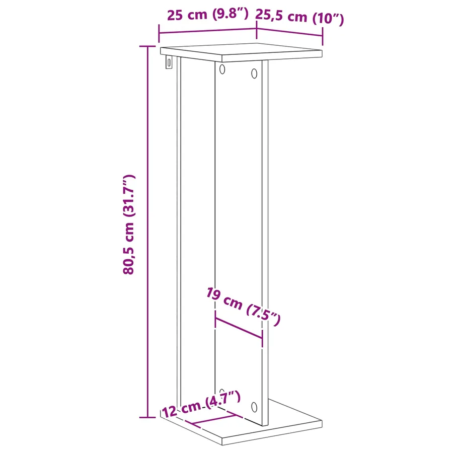 Support de Plante 2 pc Chêne Sonoma 25 x 25,5 x 80,5 cm - 10